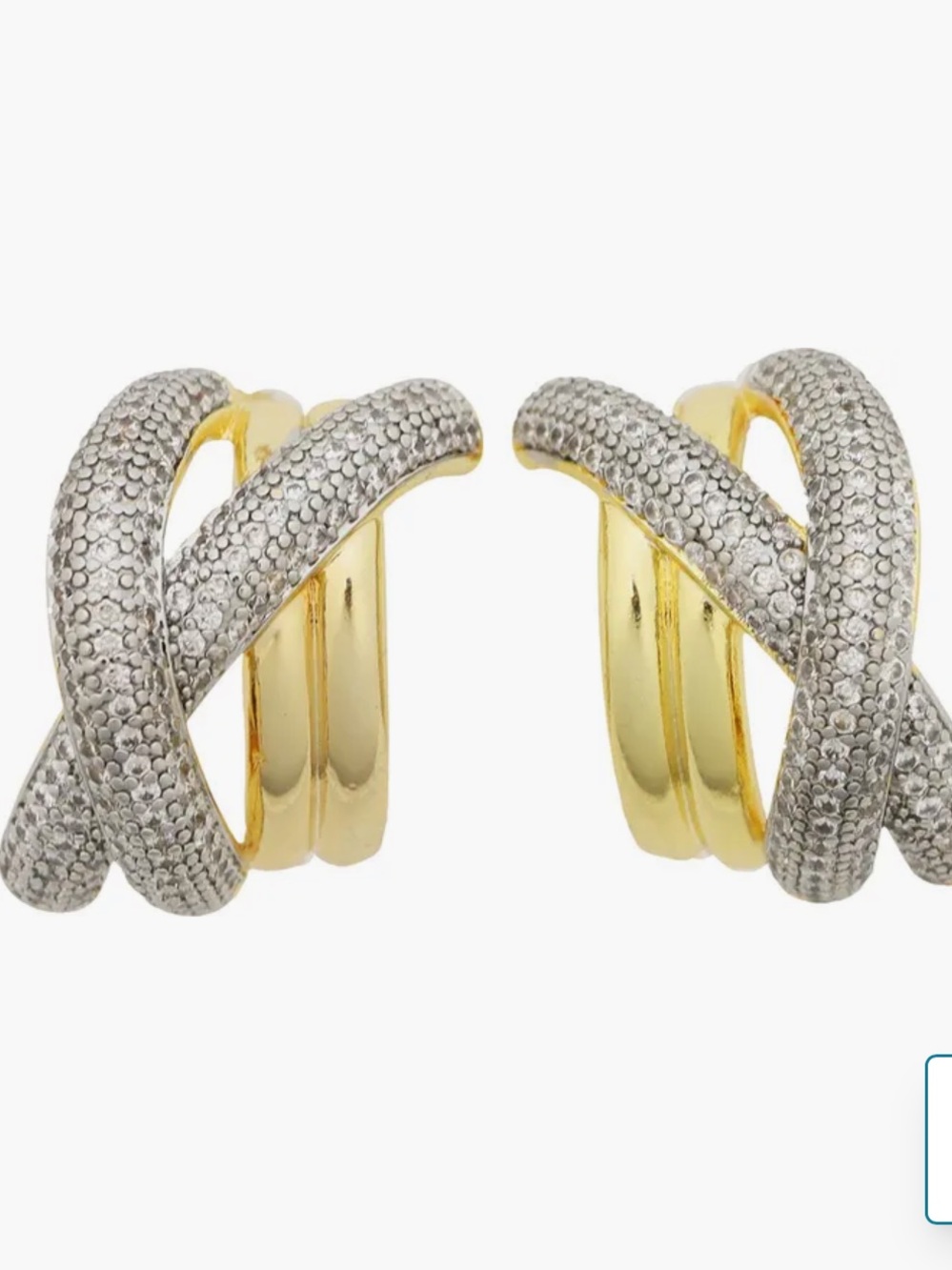 Panacea Two-Tone Pavé Crystal Crisscross Huggie Earrings